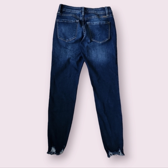 Kancan | EUC Mid-Rise Ankle Skinny Jeans Stretchy Raw Hem Distressed Size 25 - Picture 6 of 6
